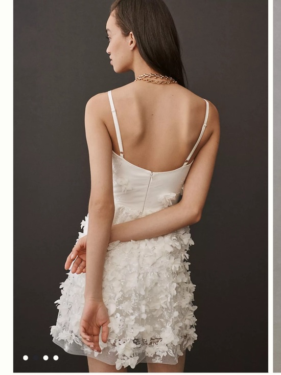 helsi riley off white 3d floral applique deep v-neck fit & flare mini dress XS - Picture 8 of 9